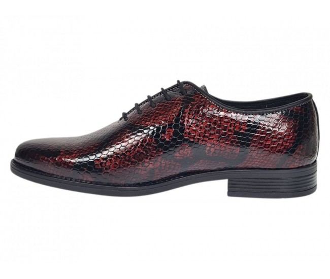 Pantofi barbati eleganti din piele naturala bordeaux cu negru lac Donatto GKR200RN
