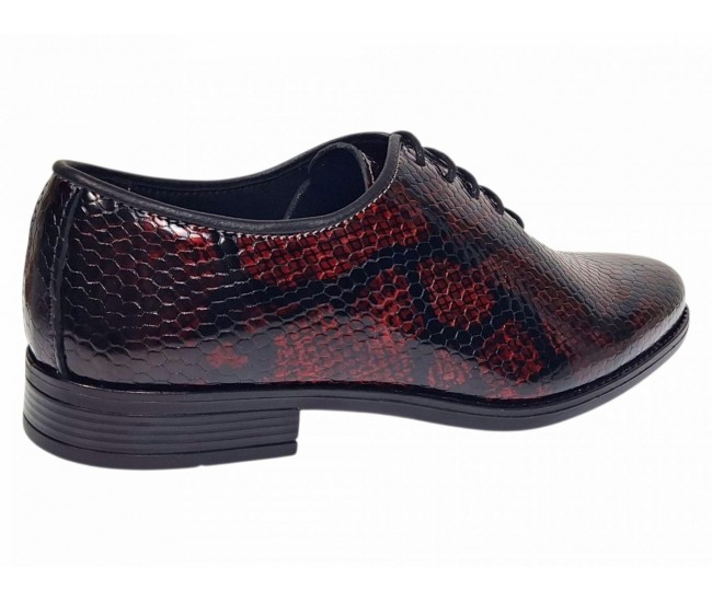 Pantofi barbati eleganti din piele naturala bordeaux cu negru lac Donatto GKR200RN