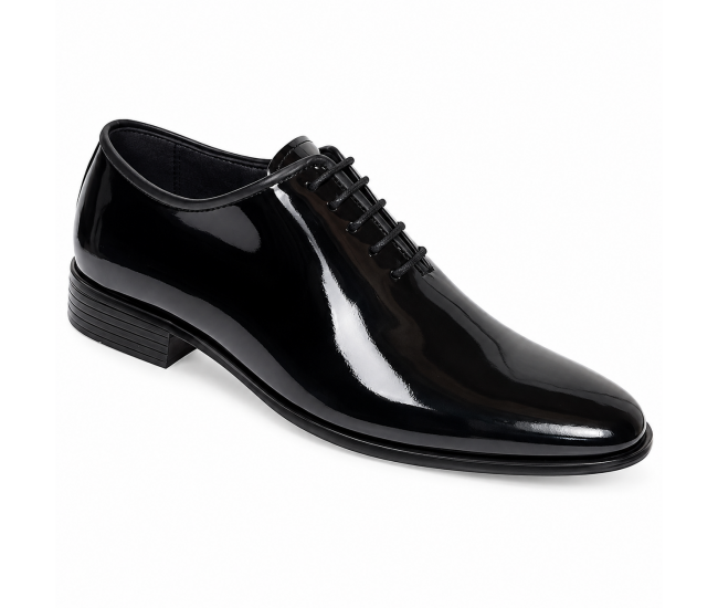 Pantofi bărbați eleganți negri din piele naturală lăcuită GKR201LN