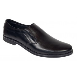 Pantofi barbati casual negri din piele naturala fara inchidere Ezel Elastic