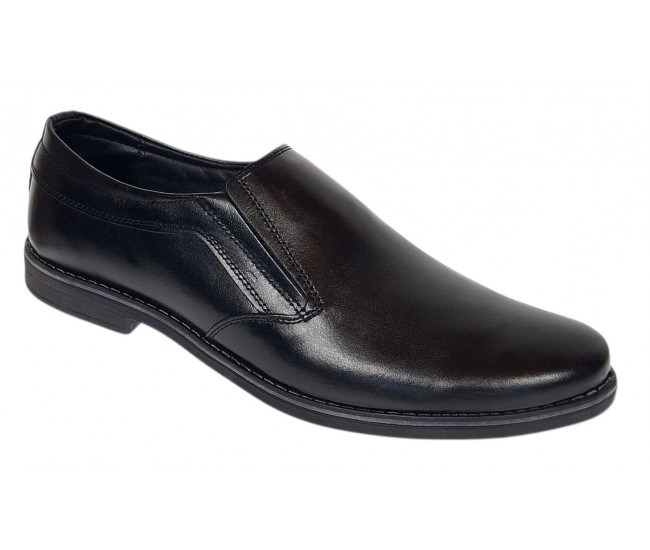 Pantofi barbati casual negri din piele naturala fara inchidere Ezel Elastic