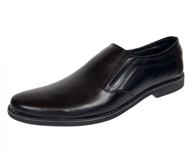 Pantofi barbati casual negri din piele naturala fara inchidere Ezel Elastic