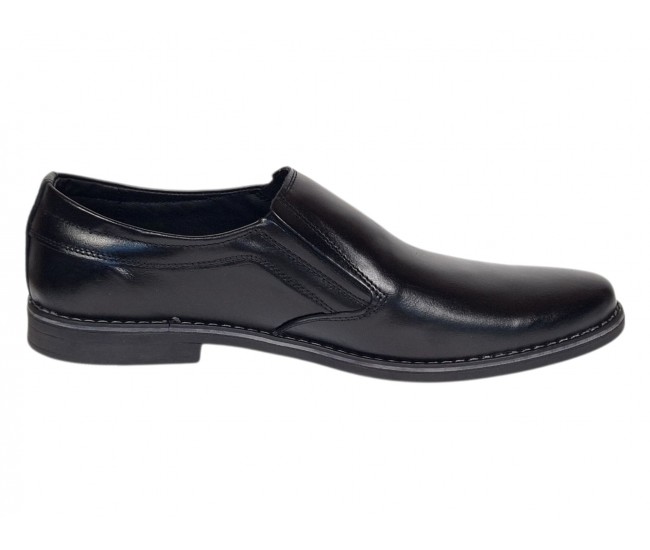 Pantofi barbati casual negri din piele naturala fara inchidere Ezel Elastic
