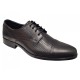 Pantofi bărbați negri din piele naturală, cu șiret și inserții texturate – eleganți și rafinați GKR218N