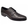 Pantofi bărbați negri din piele naturală, cu șiret și inserții texturate – eleganți și rafinați GKR218N