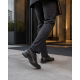 Pantofi bărbați negri din piele naturală, cu șiret și inserții texturate – eleganți și rafinați GKR218N