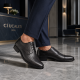 Pantofi bărbați negri din piele naturală, cu șiret și inserții texturate – eleganți și rafinați GKR218N