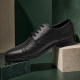 Pantofi bărbați negri din piele naturală, cu șiret și inserții texturate – eleganți și rafinați GKR218N