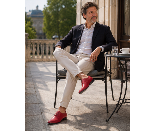 Pantofi barbati rosii eleganti din piele naturala Maximus GKR219R