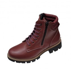 Bocanci dama, din piele naturala, cu doua fermoare, imblaniti, Bordo, KAMY - GKR21VIS