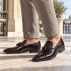 Mocasini barbati eleganti maro inchis din piele naturala matritata lacuita cu ciucuri GKR220MCR