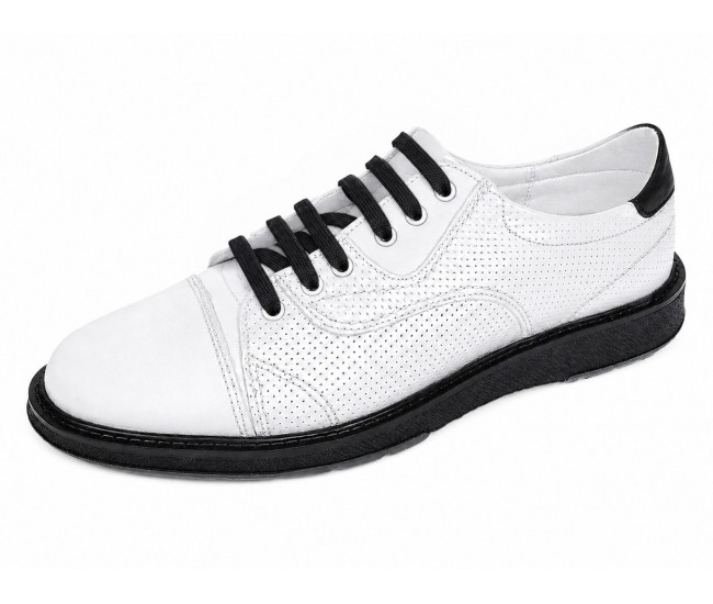 Pantofi barbati casual din piele naturala Alb cu Negru Matritat GKR231ANTR