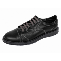 Pantofi barbati casual negri din piele naturala matritata GKR231NTR