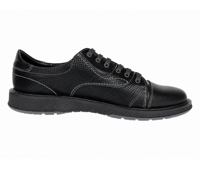Pantofi barbati casual negri din piele naturala matritata GKR231NTR