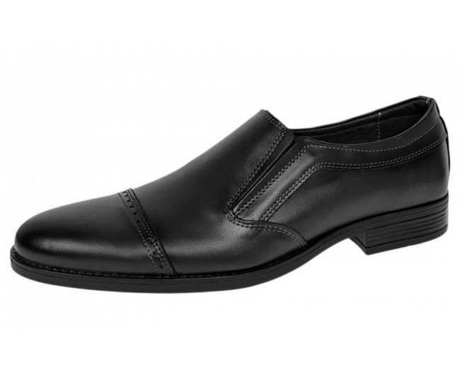 Pantofi barbati negri eleganti din piele naturala fara siret GKR232NB