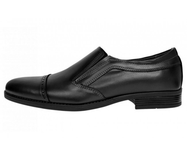 Pantofi barbati negri eleganti din piele naturala fara siret GKR232NB