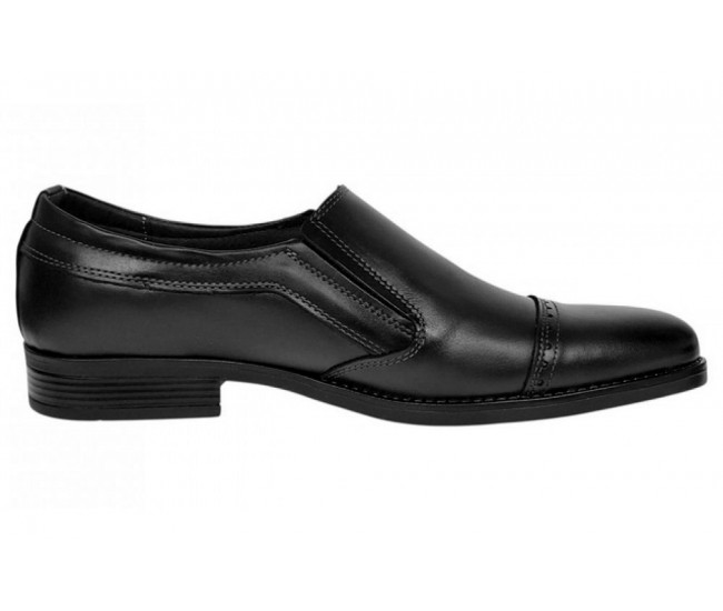 Pantofi barbati negri eleganti din piele naturala fara siret GKR232NB
