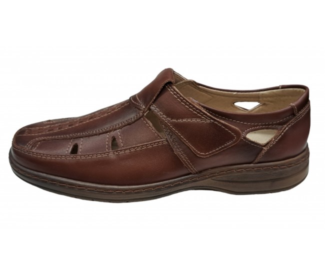 Pantofi barbati casual din piele naturala, decupati, cu scai, calapod lat - GKR24M