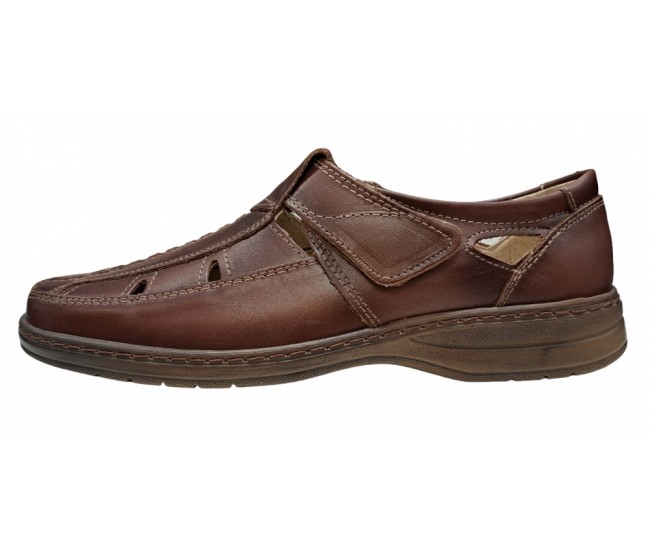 Pantofi barbati casual din piele naturala, decupati, cu scai, calapod lat - GKR24M