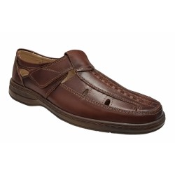 Pantofi barbati casual din piele naturala, decupati, cu scai, calapod lat - GKR24M