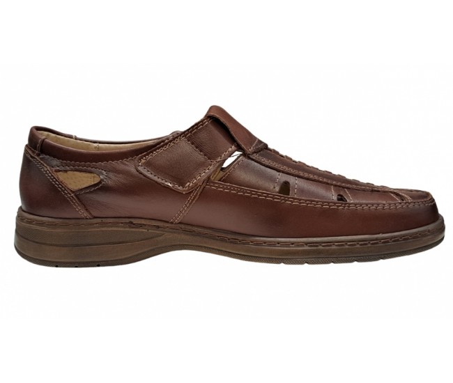Pantofi barbati casual din piele naturala, decupati, cu scai, calapod lat - GKR24M