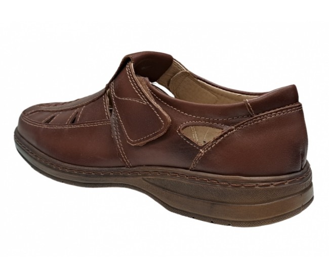 Pantofi barbati casual din piele naturala, decupati, cu arici (scai), calapod lat, GKR24M