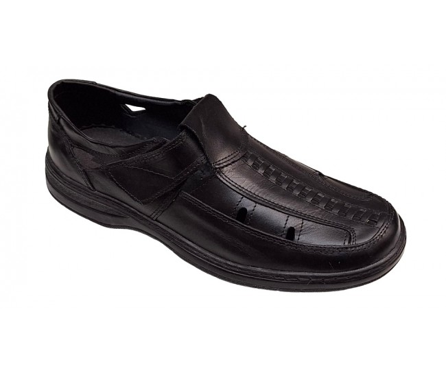 Pantofi barbati casual din piele naturala, decupati, cu scai, calapod lat, GKR24N