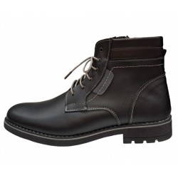 Ghete casual barbati, din piele naturala (imblanite)  TOMY, Negru, GKR26N