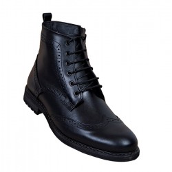 Ghete casual barbati, din piele naturala (imblanite), Negru, GKR29N