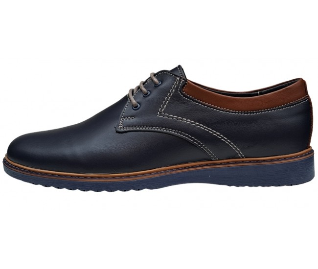 Pantofi barbati sport din piele naturala bleumarin, GKR30BLM