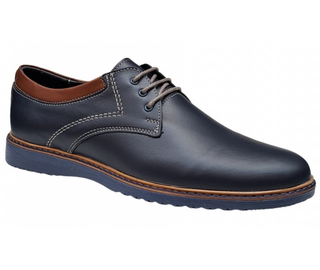 Pantofi barbati sport din piele naturala bleumarin, GKR30BLM