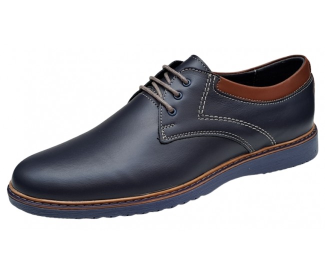 Pantofi barbati sport din piele naturala bleumarin, GKR30BLM