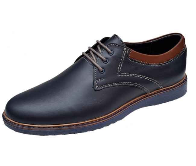 Pantofi barbati sport din piele naturala bleumarin, GKR30BLM