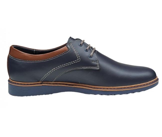 Pantofi barbati sport din piele naturala bleumarin, GKR30BLM