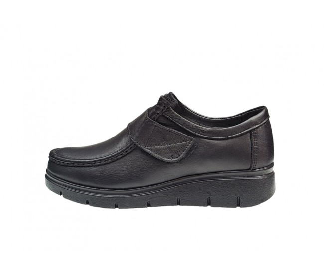 Pantofi dama casual, din piele naturala, negru box, SCAI, GKR33N