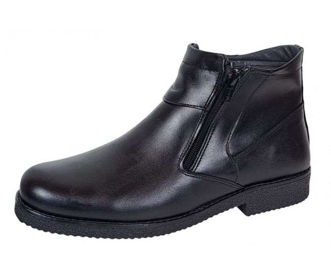 Ghete barbatesti negre din piele naturala cu doua fermoare Rusay Office GKR35NF