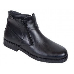 Ghete barbatesti negre din piele naturala cu doua fermoare Rusay Office GKR35NF