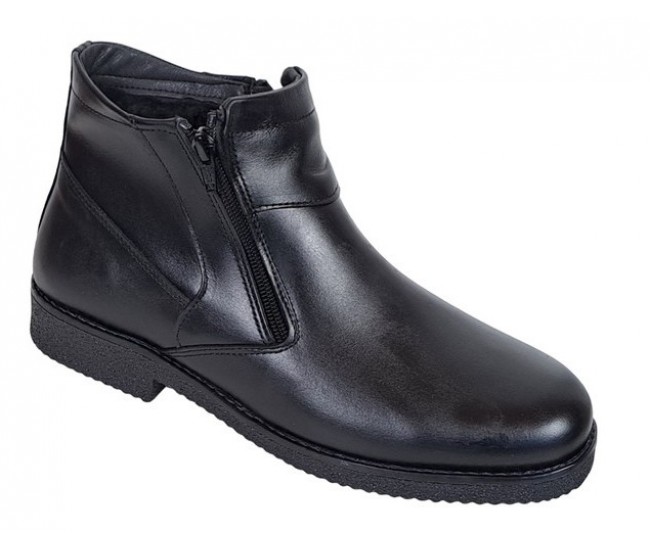 Ghete barbatesti negre din piele naturala cu doua fermoare Rusay Office GKR35NF