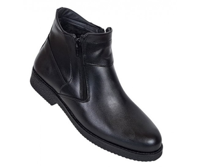 Ghete barbatesti negre din piele naturala cu doua fermoare Rusay Office GKR35NF