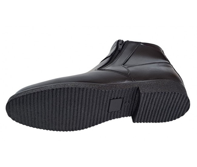 Ghete barbatesti negre din piele naturala cu doua fermoare Rusay Office GKR35NF