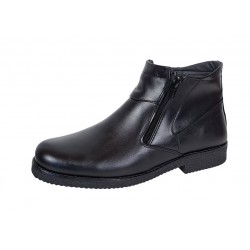 Ghete casual barbati, din piele naturala, cu fermoar, imblanite, negru, GKR35N