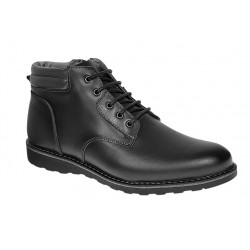 Ghete barbati din piele naturala cu siret si fermoar (imblanite) Corsa Negru GKR3XN