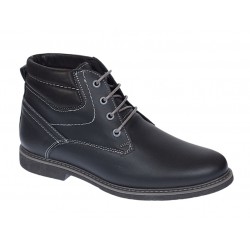 Ghete barbati, din piele naturala, imblanite, Burano, Negru, GKR41N