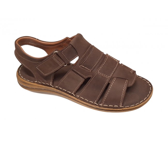 Sandale barbati casual din piele naturala maro bufo GKR47BM
