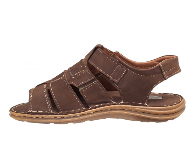 Sandale barbati casual din piele naturala maro bufo GKR47BM