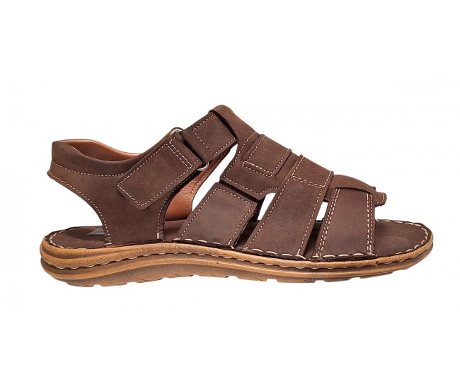 Sandale barbati casual din piele naturala maro bufo GKR47BM