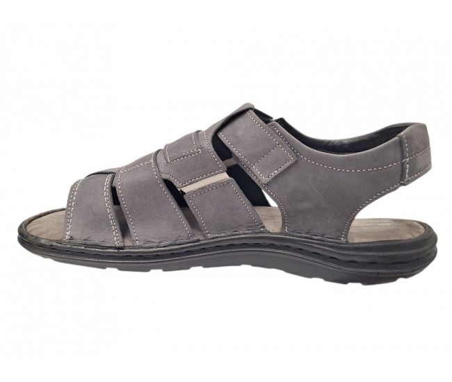 Sandale barbati gri din piele naturală, închidere velcro talpă confortabilă – casual, aerisite și practice GKR47GB