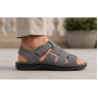 Sandale barbati gri din piele naturală, închidere velcro talpă confortabilă – casual, aerisite și practice GKR47GB