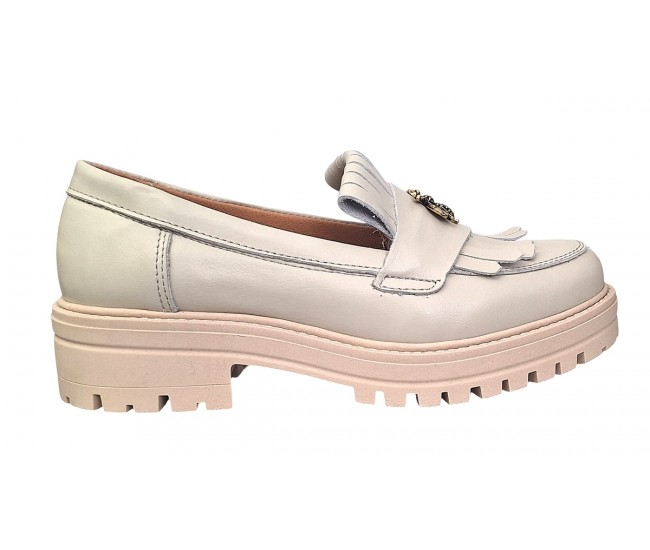 Pantofi dama casual din piele naturala Bej Latte Sasha