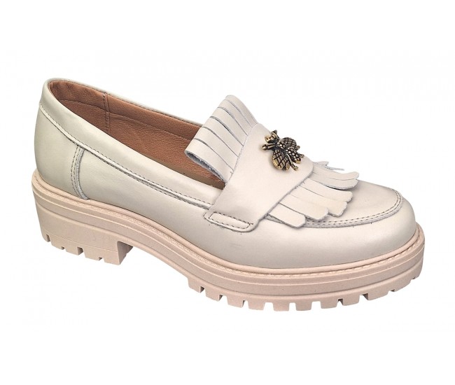 Pantofi dama casual din piele naturala Bej Latte Sasha